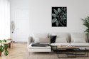 Plakat Wieloczęściowy Zielone Liście Na Gałęzi Rama Aluminiowa Kolor Czarny