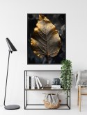Plakat Wieloczęściowy Złoty Liść W Stylu Vintage Rama Aluminiowa Kolor Czarny