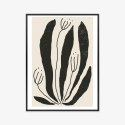 Plakat Wieloczęściowy Wielkie Czarne Liście I Kwiaty W Stylu Matisse Rama Aluminiowa Kolor Czarny