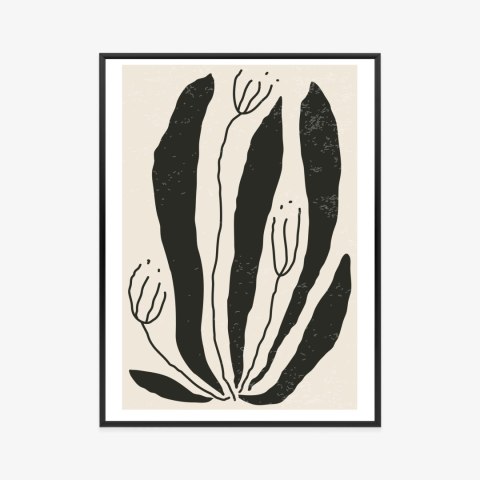 Plakat Wieloczęściowy Wielkie Czarne Liście I Kwiaty W Stylu Matisse Rama Aluminiowa Kolor Czarny