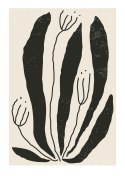 Plakat Wieloczęściowy Wielkie Czarne Liście I Kwiaty W Stylu Matisse Rama Aluminiowa Kolor Czarny
