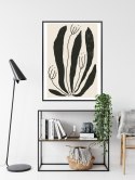 Plakat Wieloczęściowy Wielkie Czarne Liście I Kwiaty W Stylu Matisse Rama Aluminiowa Kolor Czarny