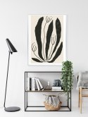 Plakat Wieloczęściowy Wielkie Czarne Liście I Kwiaty W Stylu Matisse Rama Aluminiowa Kolor Czarny