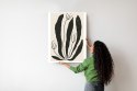 Plakat Wieloczęściowy Wielkie Czarne Liście I Kwiaty W Stylu Matisse Rama Aluminiowa Kolor Czarny