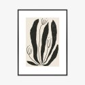 Plakat Wieloczęściowy Wielkie Czarne Liście I Kwiaty W Stylu Matisse Rama Aluminiowa Kolor Czarny