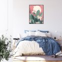 Plakat Wieloczęściowy Zielone Rośliny I Liście Na Tle Abstrakcyjnego Krajobrazu Rama Aluminiowa Kolor Czarny