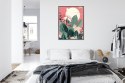 Plakat Wieloczęściowy Zielone Rośliny I Liście Na Tle Abstrakcyjnego Krajobrazu Rama Aluminiowa Kolor Czarny