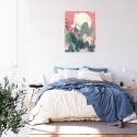 Plakat Wieloczęściowy Zielone Rośliny I Liście Na Tle Abstrakcyjnego Krajobrazu Rama Aluminiowa Kolor Czarny