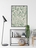 Plakat Wieloczęściowy Zielone Rośliny Na Beżowym Tle Botaniczny Wzór Rama Aluminiowa Kolor Czarny