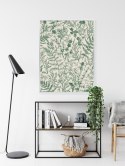 Plakat Wieloczęściowy Zielone Rośliny Na Beżowym Tle Botaniczny Wzór Rama Aluminiowa Kolor Czarny