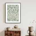 Plakat Wieloczęściowy Zielone Rośliny Na Beżowym Tle Botaniczny Wzór Rama Aluminiowa Kolor Czarny