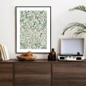 Plakat Wieloczęściowy Zielone Rośliny Na Beżowym Tle Botaniczny Wzór Rama Aluminiowa Kolor Czarny