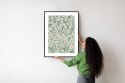 Plakat Wieloczęściowy Zielone Rośliny Na Beżowym Tle Botaniczny Wzór Rama Aluminiowa Kolor Czarny