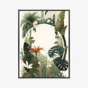Plakat Wieloczęściowy W Stylu Vintage Tropikalne Rośliny Rama Aluminiowa Kolor Czarny