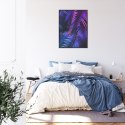 Plakat Wieloczęściowy Tropikalne Neonowe Liście Palmowe Rama Aluminiowa Kolor Czarny