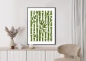 Plakat Wieloczęściowy Zielone Drzewa Bambusowe Z Liśćmi Rama Aluminiowa Kolor Czarny