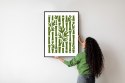 Plakat Wieloczęściowy Zielone Drzewa Bambusowe Z Liśćmi Rama Aluminiowa Kolor Czarny