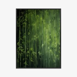 Plakat Wieloczęściowy Zielony Las Bambusowy Rama Aluminiowa Kolor Czarny