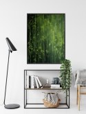 Plakat Wieloczęściowy Zielony Las Bambusowy Rama Aluminiowa Kolor Czarny